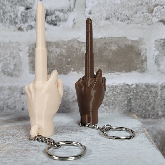 Collapsing Middle Finger Keychain | Fun Fidget Toy | Gag Gift | 3D Printed - Picture 4 of 7